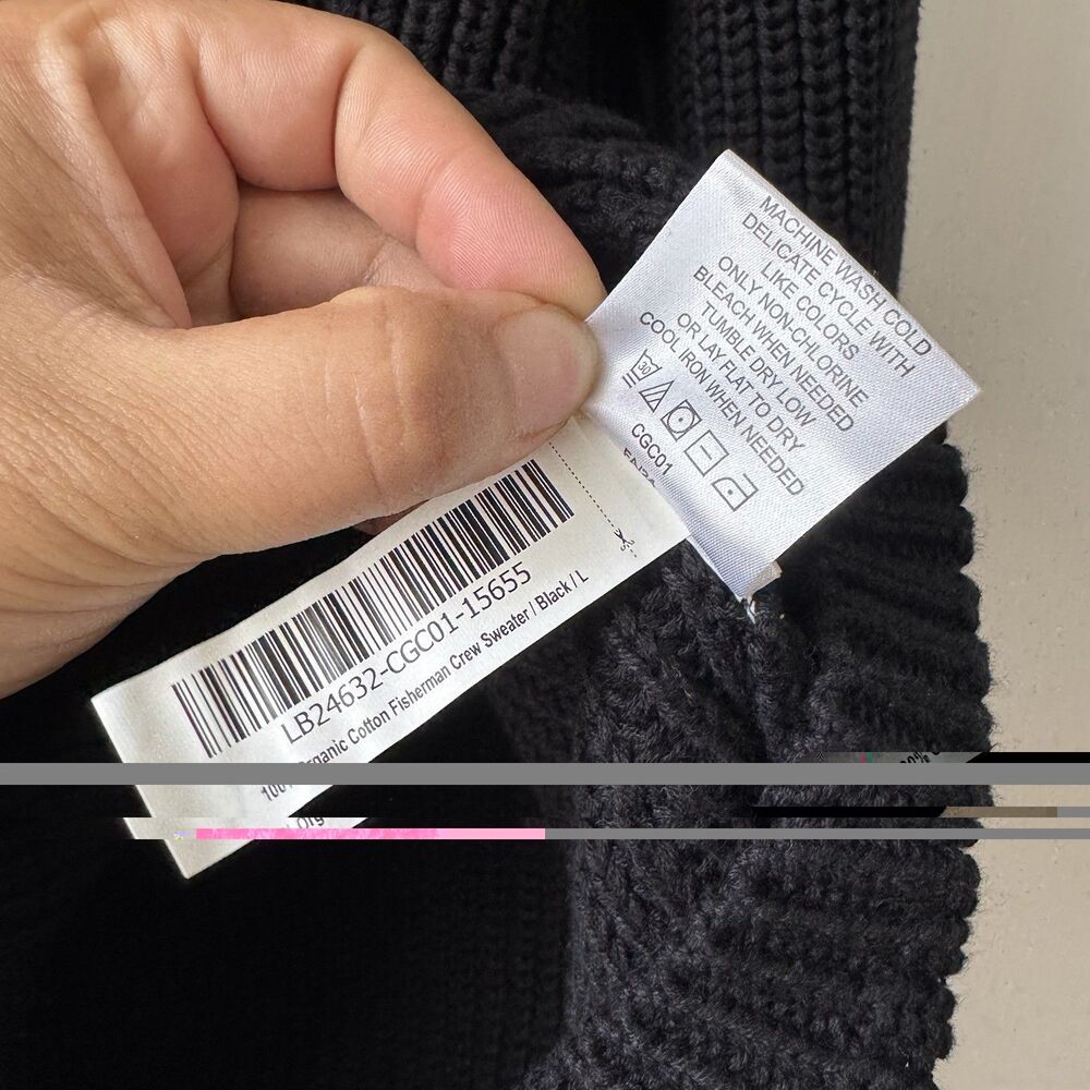 NEW Quince Sz L 100% Organic Cotton Fisherman Crew Neck Black Sweater Women’s - Picture 3 of 16